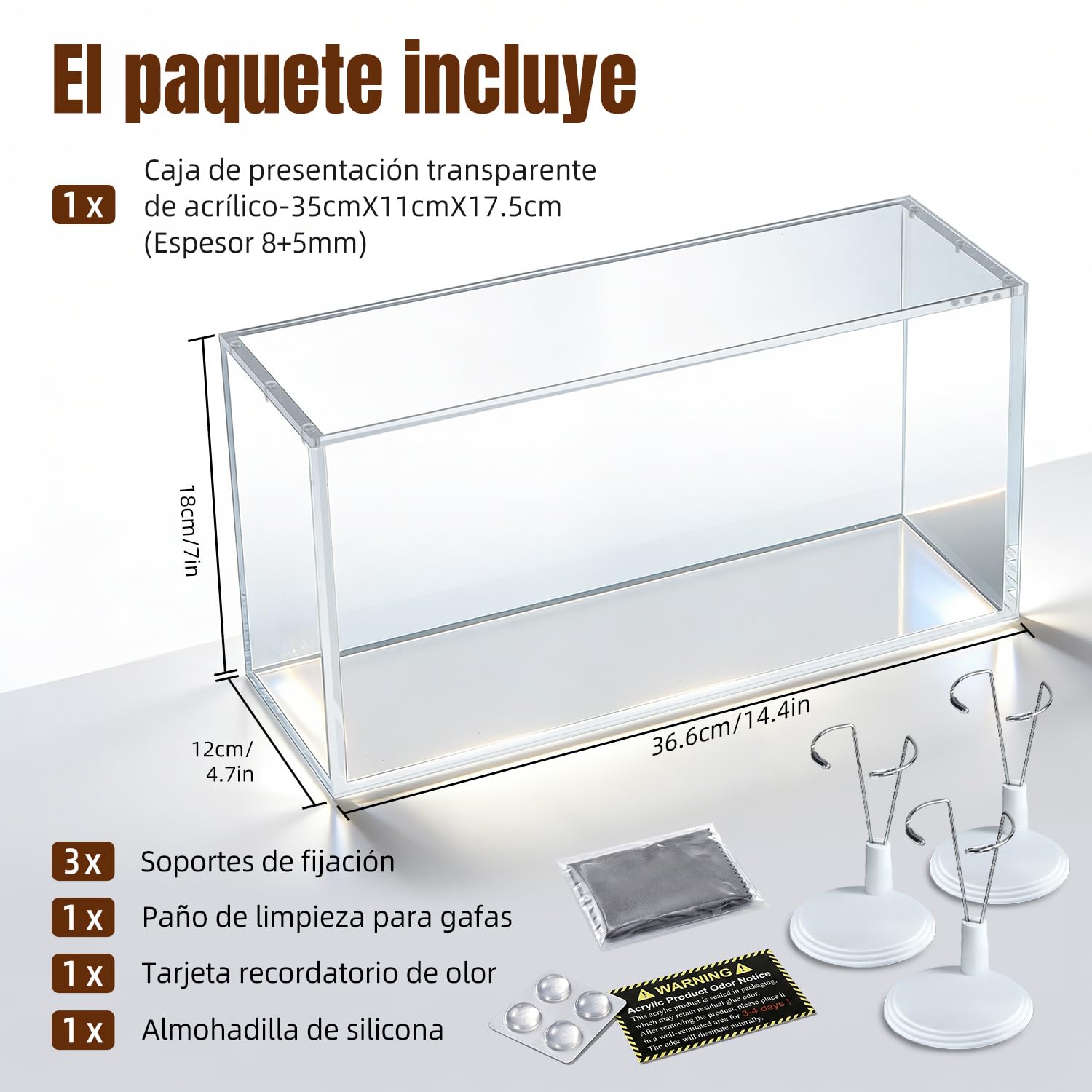 Mcbazel Caja de acrílico de Alta Transparencia Compatible con LABUBU, Vitrina magnética Protectora para Pop Mart, soporta 3 muñecas, con Soporte para muñecas – 35 cm × 11 cm × 17,5 cm (Grosor 8+5
