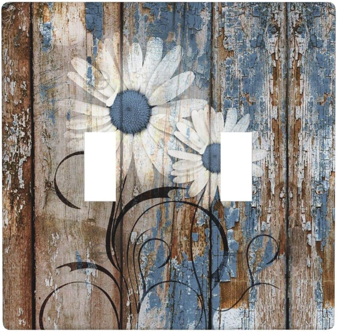 Mowbrou Blue Brown Floral Farmhouse Light Switch Plate Covers