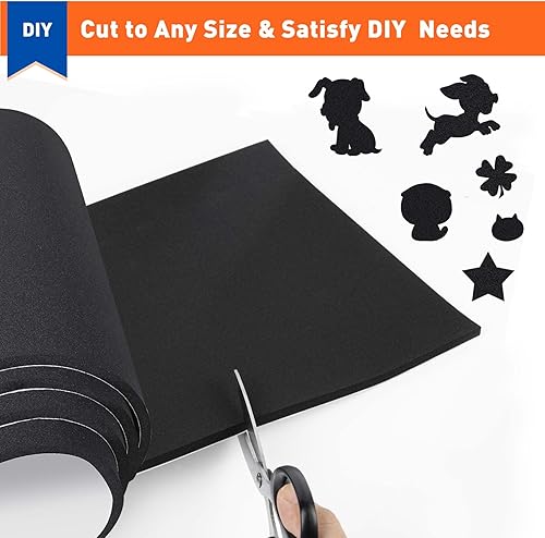 Miniatura 5 de MAGZO Acolchado de espuma adhesiva con respaldo de 12 pulgada de grosor x 12 pulgadas de ancho x 59 pulgadas de largo, hojas de neopreno negro,