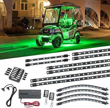 LEDGlow 12pc Million Color LED 12V-72V Electric 4-Seater Golf Cart Underglow Kit Canopy, Wheel Well & Interior Lights Fits EZGO, Yamaha, Club Car, ICON, Evolution, Star EV - Flex Voltage Reducer