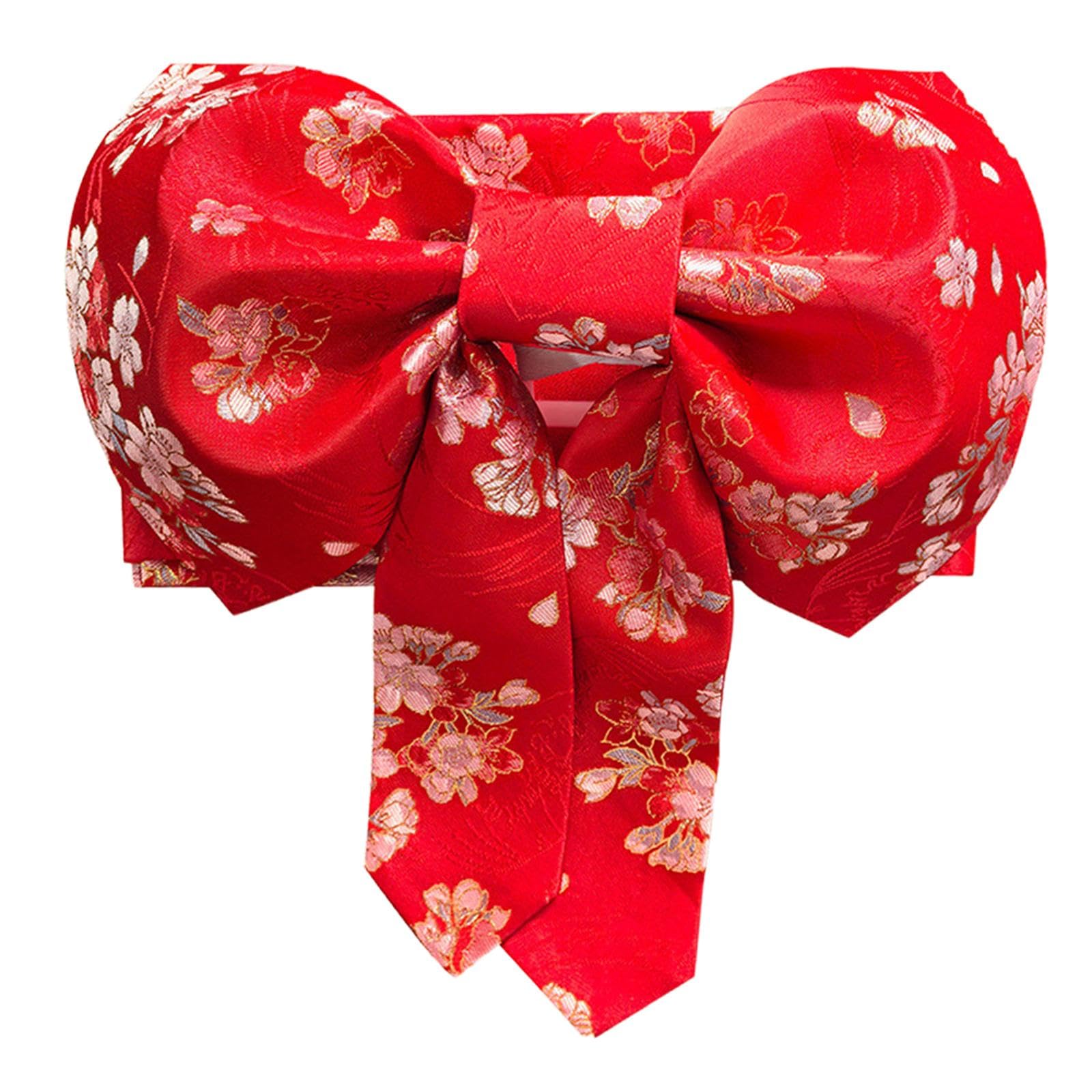 Kimono Tradizionale Giapponese con Fiocco Preannodato in Morbido Poliestere Leggero Cintura Accessori Adatta per Festival Matrimoni Sp