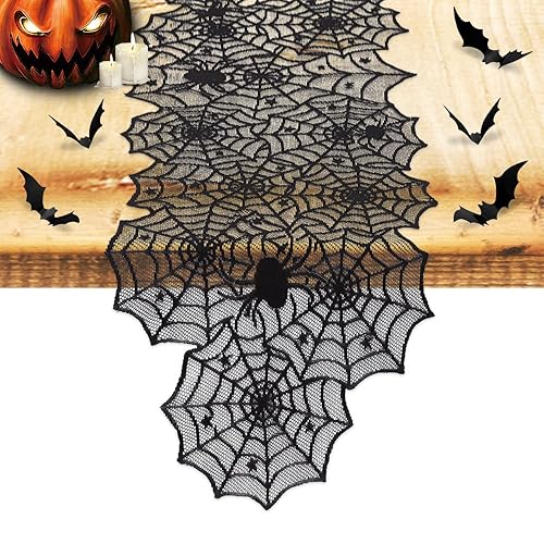 Nialnant Halloween Decoration Table Runner with 12 Pack 3D Bats,