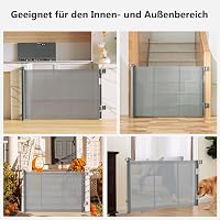 WodonDirect Biztonsági Ajtórács 150 cm - Fúrás Nélkül Telepíthető Babáknak és Kutyáknak, Kihúzható Lépcsőrács Egykezes Zárral, 83 cm Magas,  8