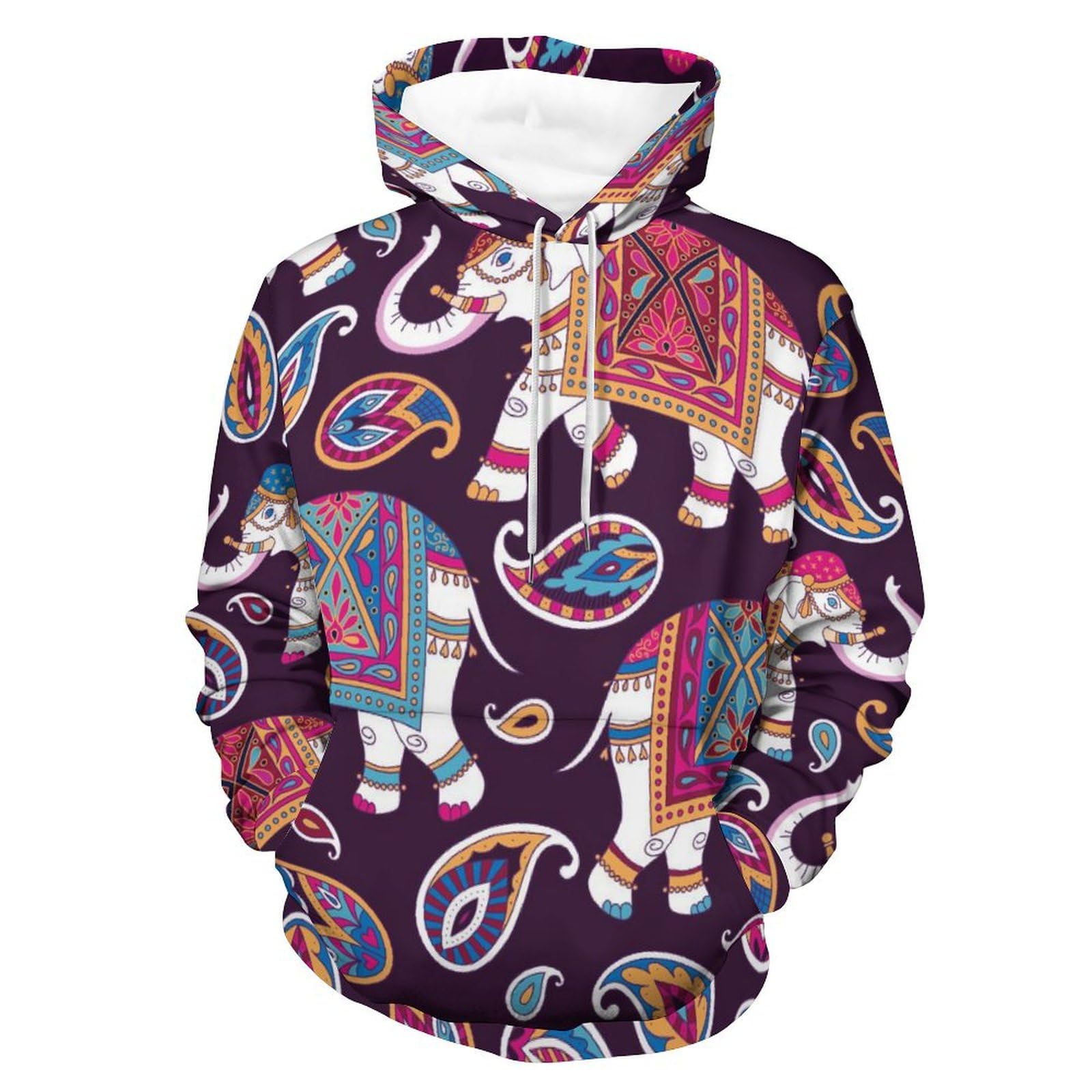 Sweats à capuche manche longue pull mandala éléphant taille S unisexe - 8