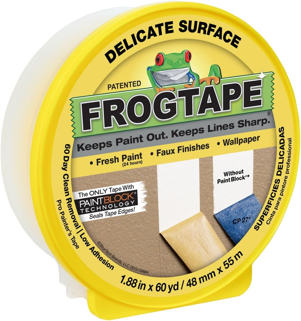 Tор Rаtеd FROGTAPE 280222 Delicate Surface Painter's Tape with PaintBlock, 1.88 inch Width, Yellow