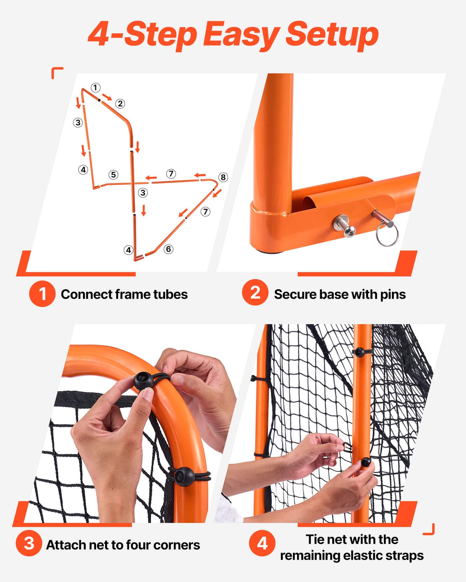 VEVOR Portería de lacrosse, red de lacrosse, equipo portátil de entrenamiento de lacrosse para patio trasero, red de entrenamiento de marco de acero, portería de lacrosse de configuración rápida y