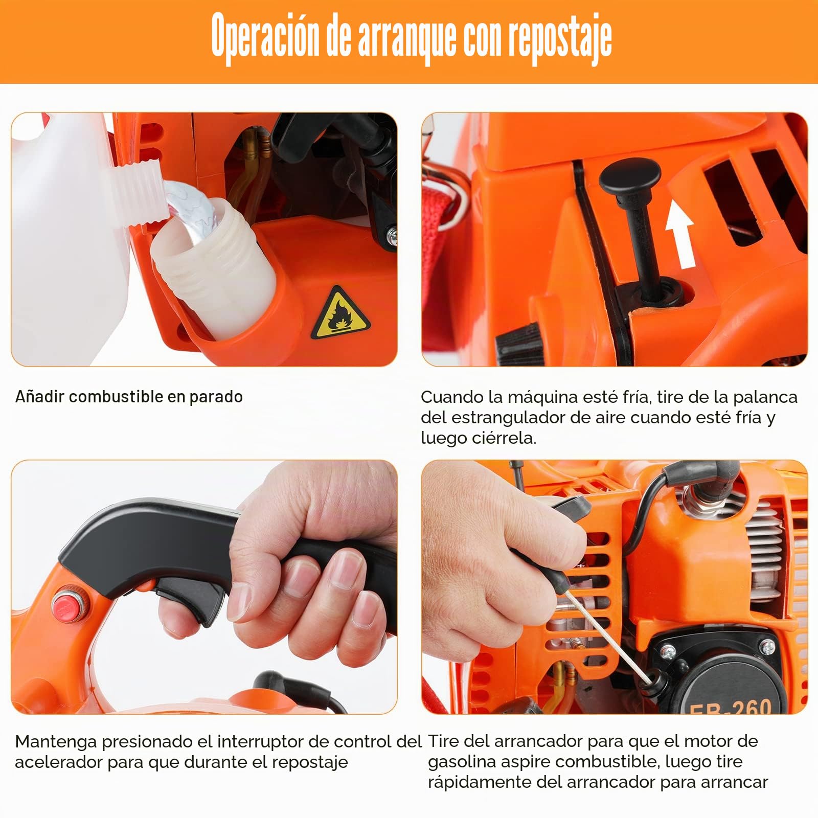 ASUNCELL Soplador de Hojas de Gasolina, hasta 270 km/h, portátil, Ligero, soplador de Hojas de Mano de 25.4cc, Secador de Pelo de jardín sin Cuerda, Soplador de Motor portátil para Caminos, Jardines