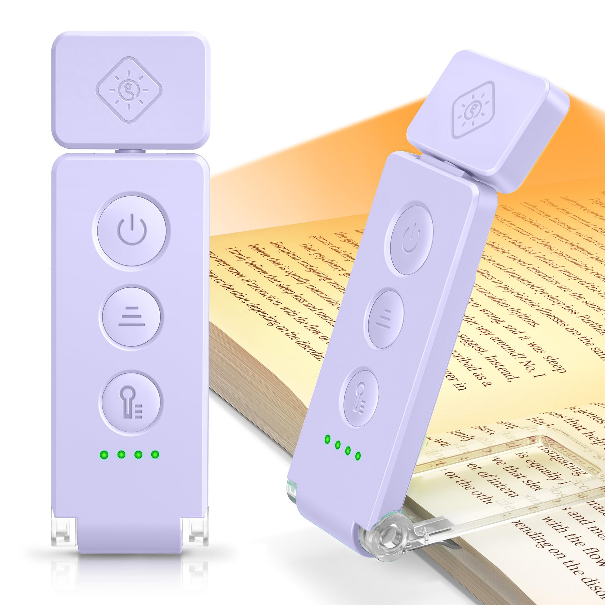Glocusent Book Light 12 LEDs, Reading Lights for Books in Bed with 5 Colors & 5 Brightness Levels, Up to 100Hrs Runtime Book Light Clip on Kindle, Eye-Caring Book Reading Light