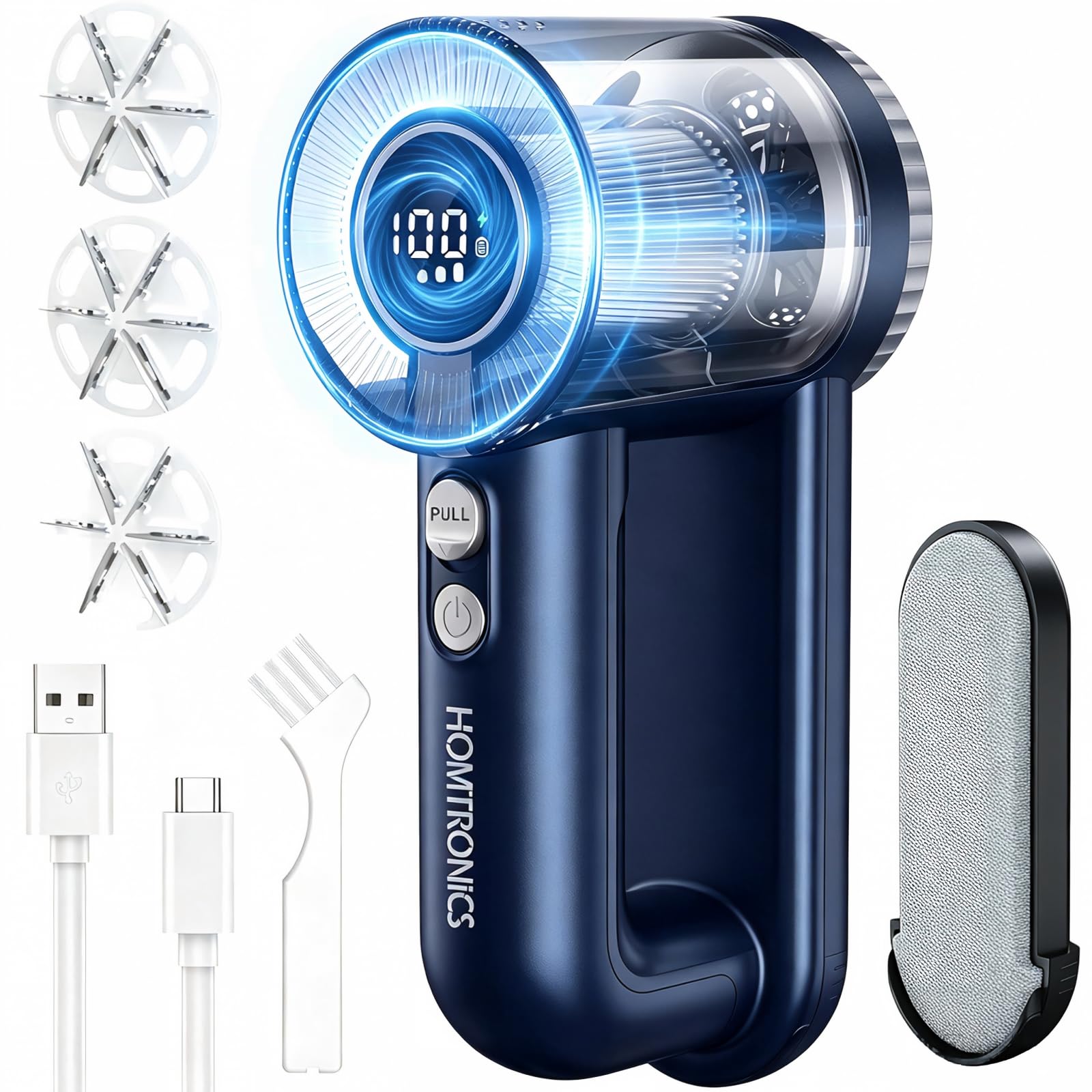 2-in-1 Rechargeable Lint Shaver, 3 Extra Blades