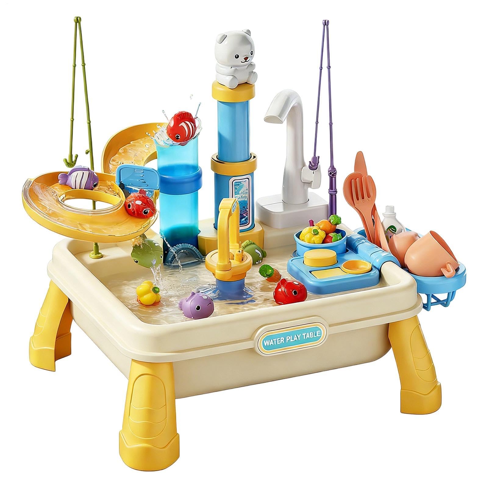 Water Table – Outdoor Sensory Activity Built-in Pump | Water Play Table | Sand Activity For Summer Pond Showers | For Boys Girls Aged 4-8 Years Playroom Garderi