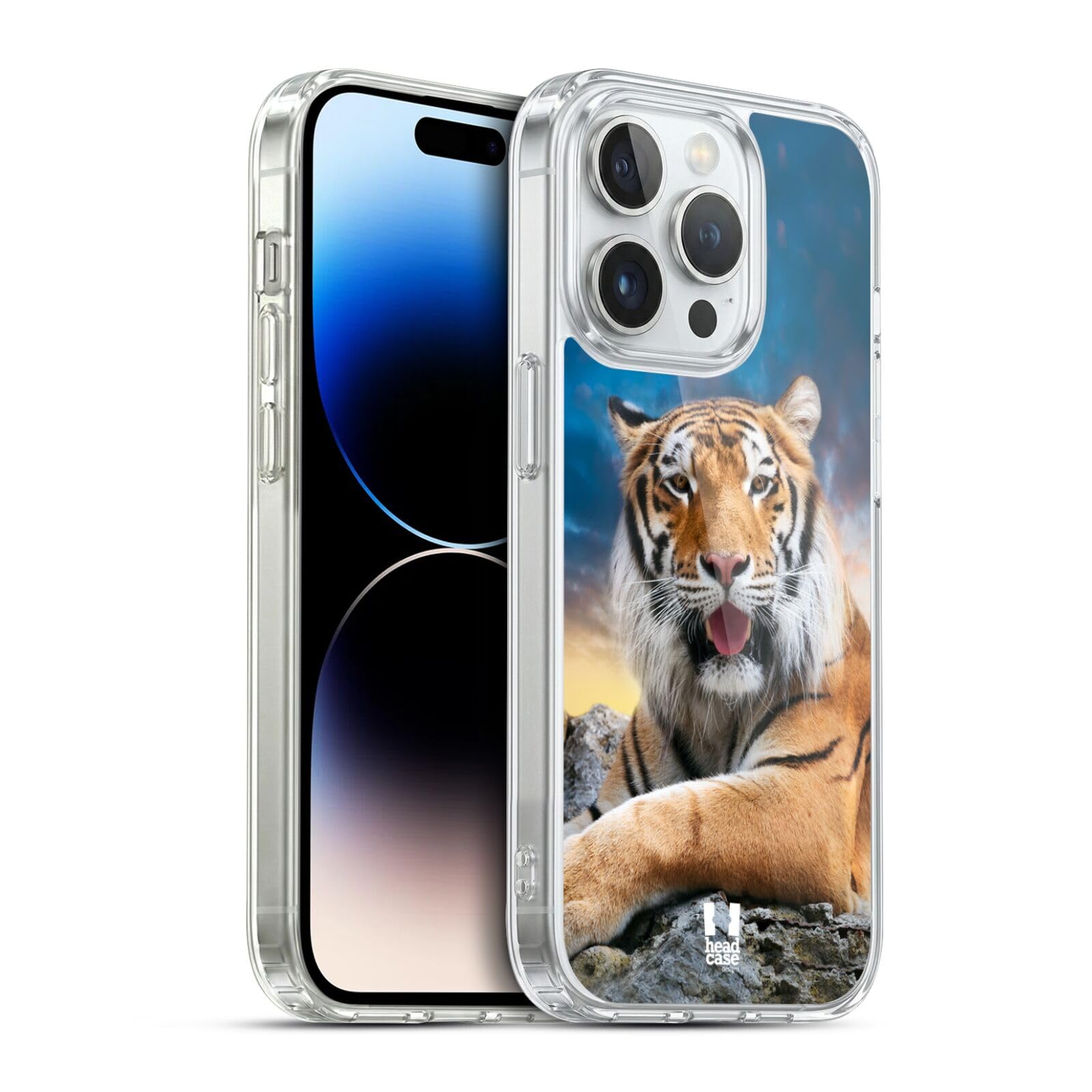 Head Case Designs Tigre Cielo Sfondo Animali Selvatici Custodia in Gel [Protezione di Grado Militare] Compatibile con Apple iPhone 14 PRO E Compatibile con MagSafe