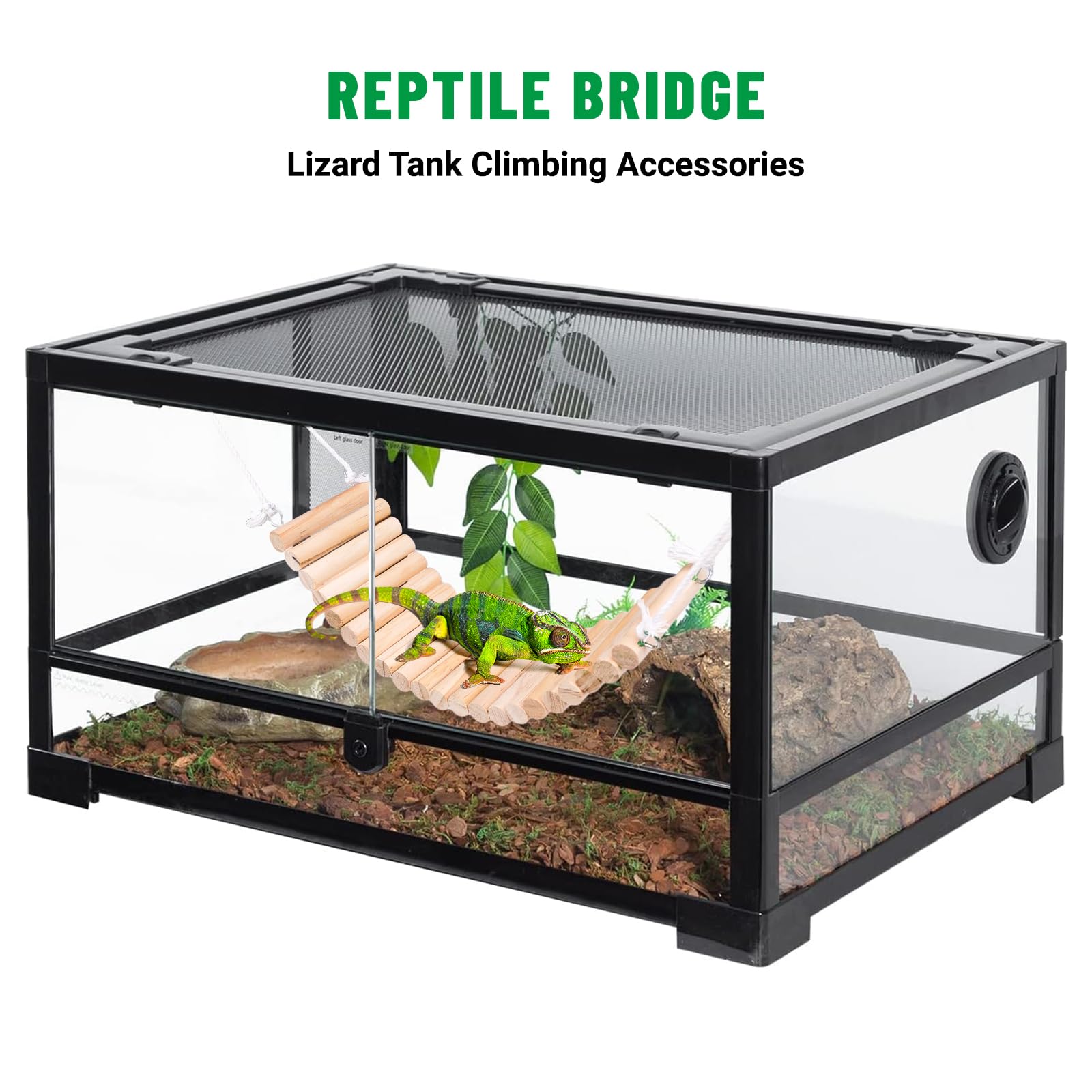 Reptilien-Kletterbrücke Aus Bambus – 30,5 Cm, Mit Saugnäpfen, Für Terrarien & Geckos