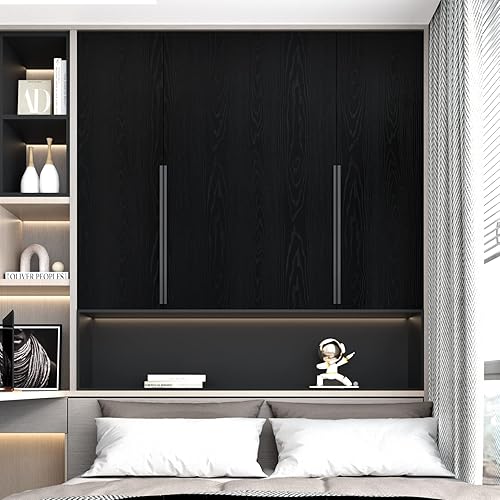 Miniatura 7 de Papel de contacto de madera negra de 24 x 118 pulgadas para gabinetes, despegar y pegar encimeras, papel tapiz de grano de madera, papel de pared