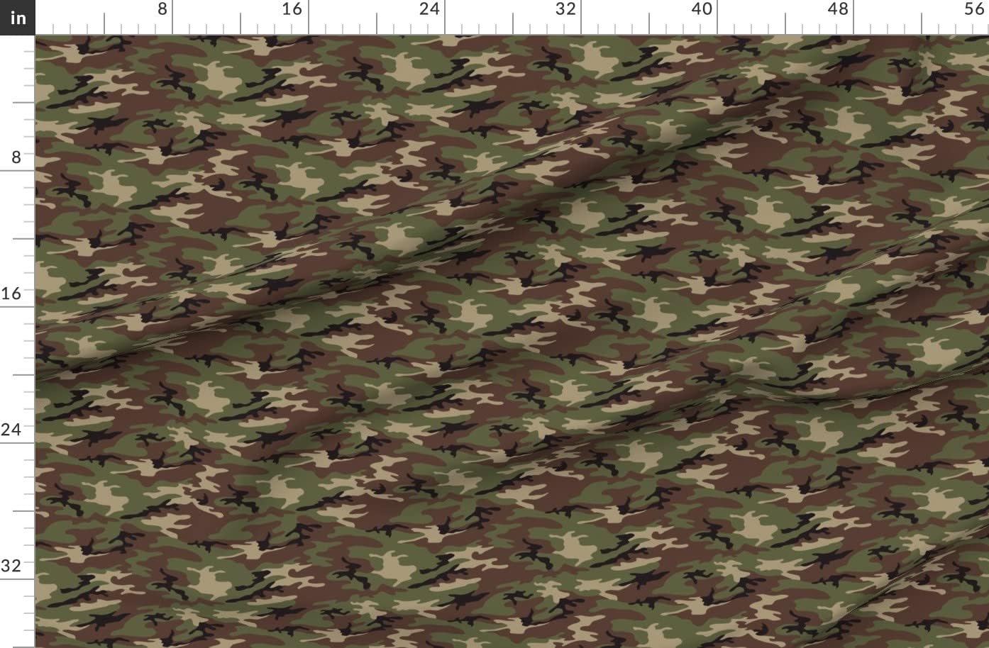 Spoonflower Fabric - Camo Camouflage Green Brown Hunting Military Fatigues Male Man Combat Printed on Organic Cotton Sateen Fabric by The Yard - Sewing Quilting Apparel Home Decor