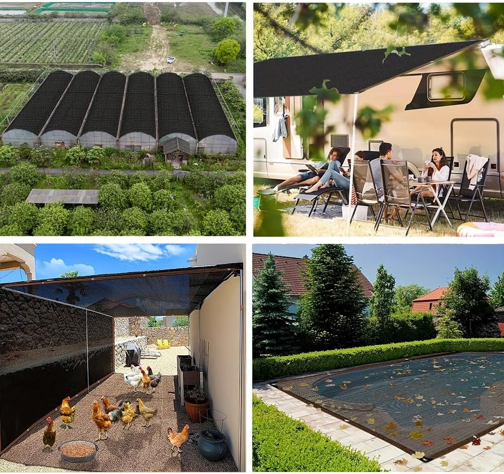 Outdoor Mesh Shade Cloth, 15'x30' 20'x35' 25'x50' 35'x50' Rectangle Shade Net Canopy Sun Shade Tarp, 90% Garden Sun Screen Mesh, for Plant, Pergola Backyard Patio Sunshade(10x10ft)