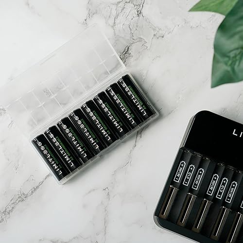 Miniatura 5 de Limitless - Paquete de 8 baterías AA recargables con cargador, baterías universales de 2700 mAh NiMH de alta capacidad y sistema de carga de batería