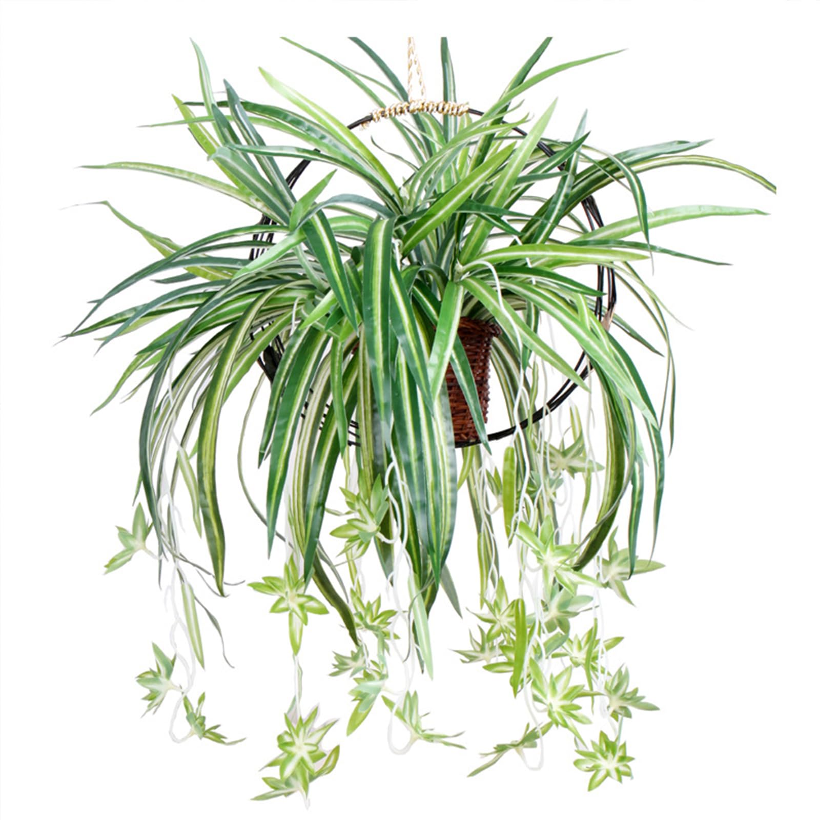 BEIJIALY 4 pcs Artificial Chlorophytum Silk Flowers, Artificial Spider Plant Fake Greenery Faux Plant, Wall Hanging Plants Decorative Silk Plant for Home Hotel Decor (Green)
