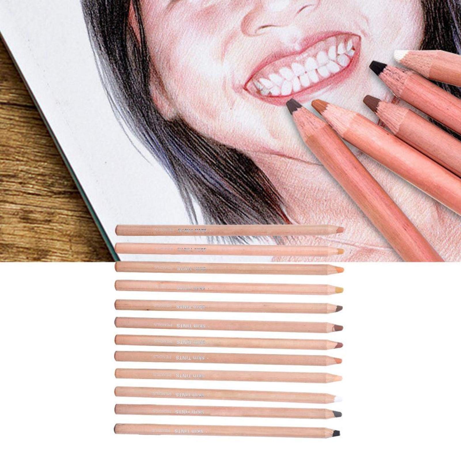 12 Crayons Pastels Professionnels HEEPDD - Pour Portrait Et Croquis - Pigments Intenses - Fusion Et Ombrage Faciles