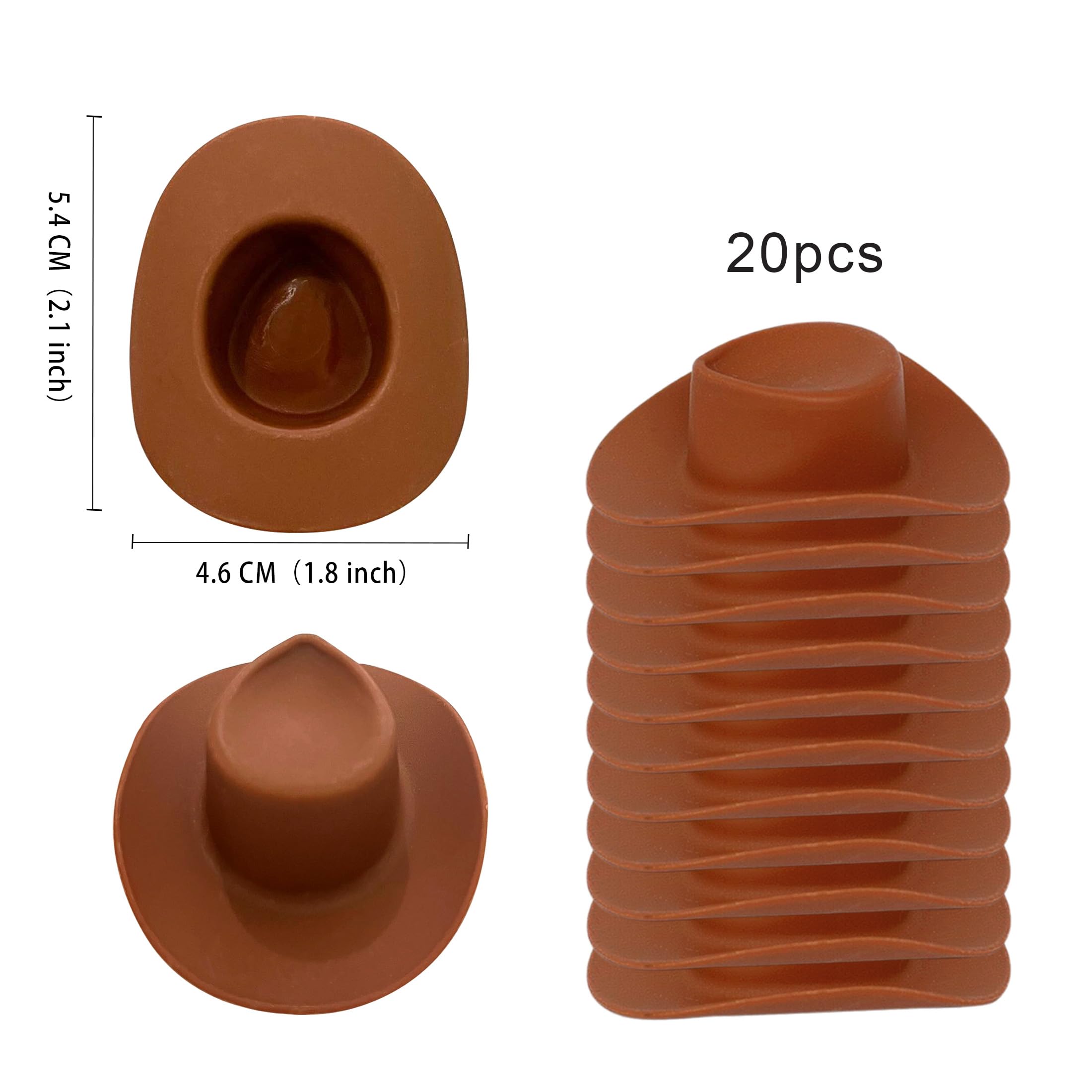 Gexolenu 20 Pcs Plastic Mini Cowboy Hat Decoration Western Cowgirl Hat Doll Hats for Dollhouse Party Decoration Boy Girl Birthday Cake Decor Supply(Brown)