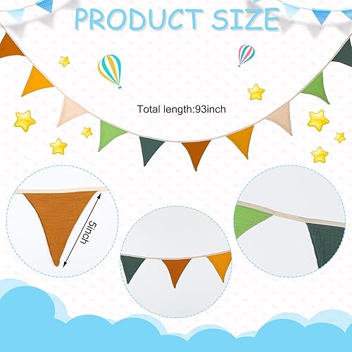 Miniatura 2 de Oudain 2 banderines banderines para guardería, guirnalda triangular, banderines para sala de juegos, decoración de pared para guardería, baby