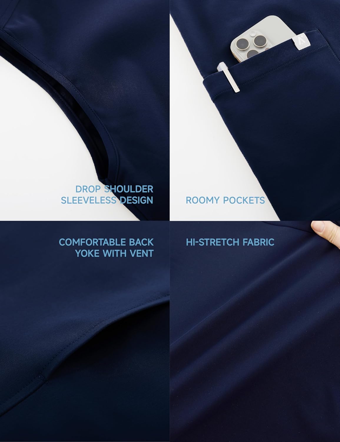 Aria Drop Shoulder Scrub Top for Women–2 Pockets, V-Neck, High Stretch, Easy Care, Oversize Fit - Image 4