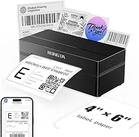 Rongta Impressora de etiquetas de envio Bluetooth, impressora térmica sem fio 4x6 para envio de pacotes, suporta Android, iPhone, amplamente utilizada para Amazon, Ebay, Shopify, Etsy, UPS