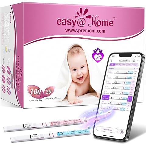 Easy@Home Ovulation Test Fertility Tests for Ovulation Supported by the Free Premom Ovulation APP LH Tests LH