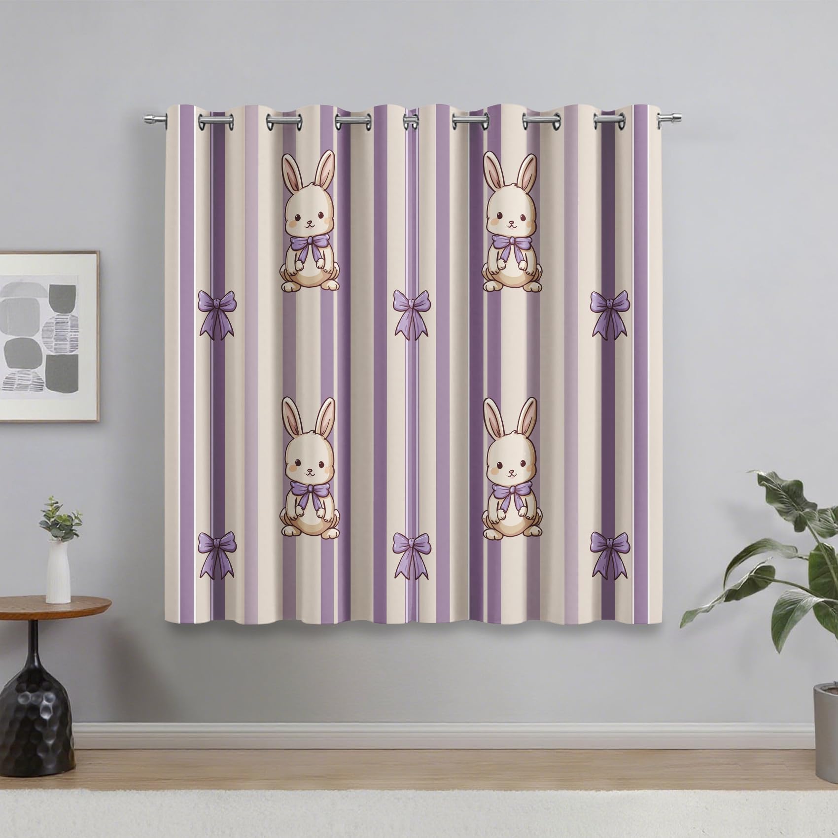 Rideau occultant lapin thermique opaque à oeillets violet 2pcs