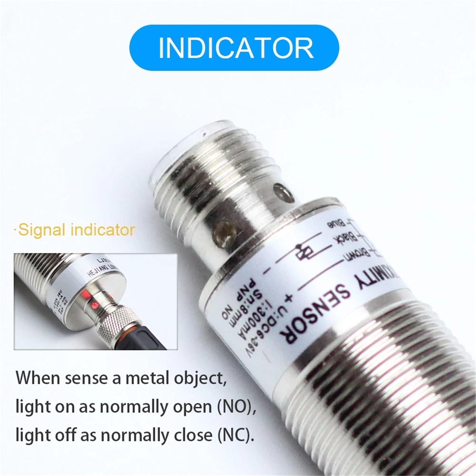 1 Stück M18 Induktiver Näherungssensor 4-poliger Stecker Zylindrischer Metall-Annäherungsschalter for die industrielle Automatisierung(LJ18A3-5mm NPN NO)