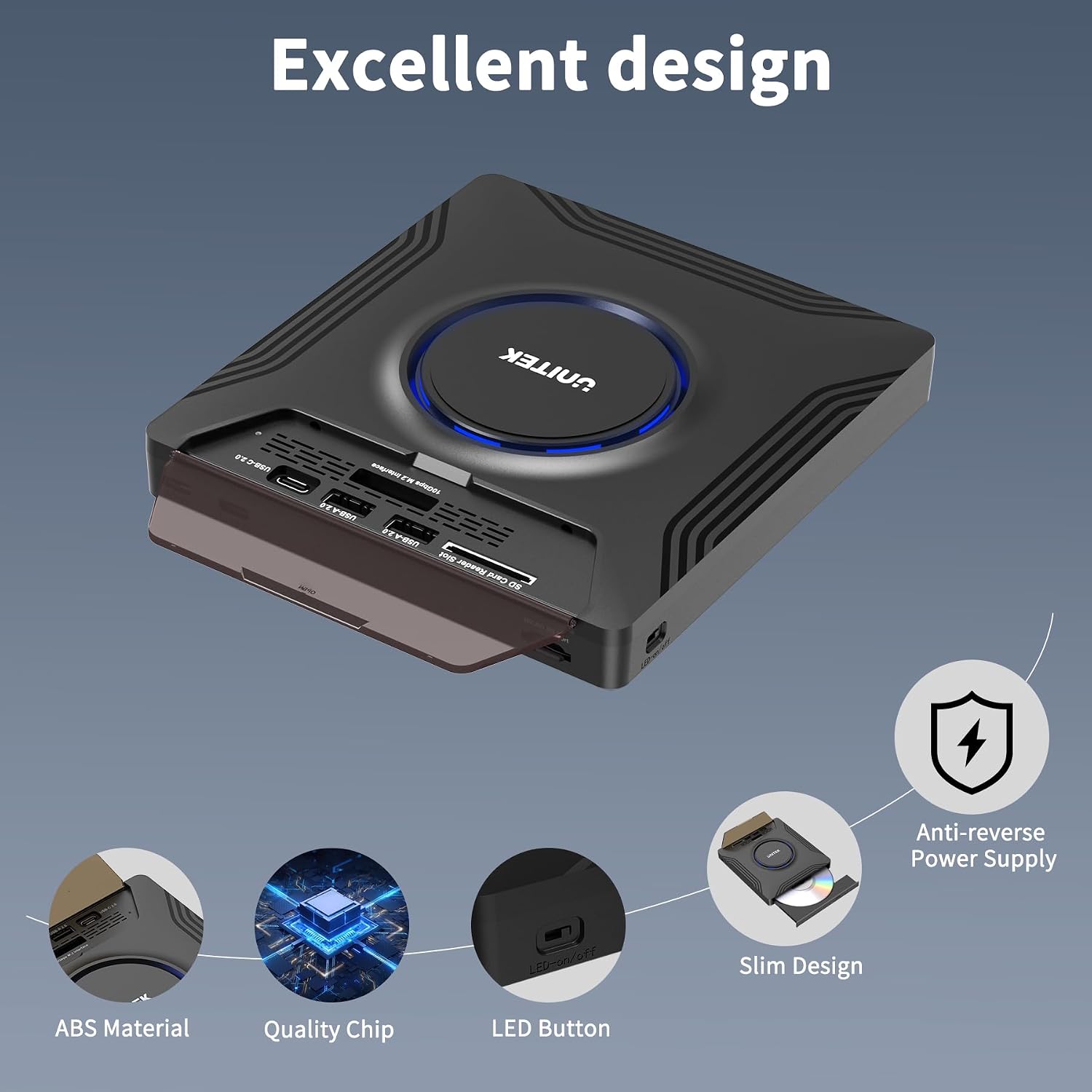 Unitek External CD DVD Drive, Portable Laptop Optical Disc Burner with M.2 | 7 in 1 External CD DVD Drive Laptop CD DVD Reader with M.2/USB 2.0 and SD/Micro SD Card Slot for Windows/Mac OS/Linux/Vista 7 71Vaf0MT1mL. AC SL1500