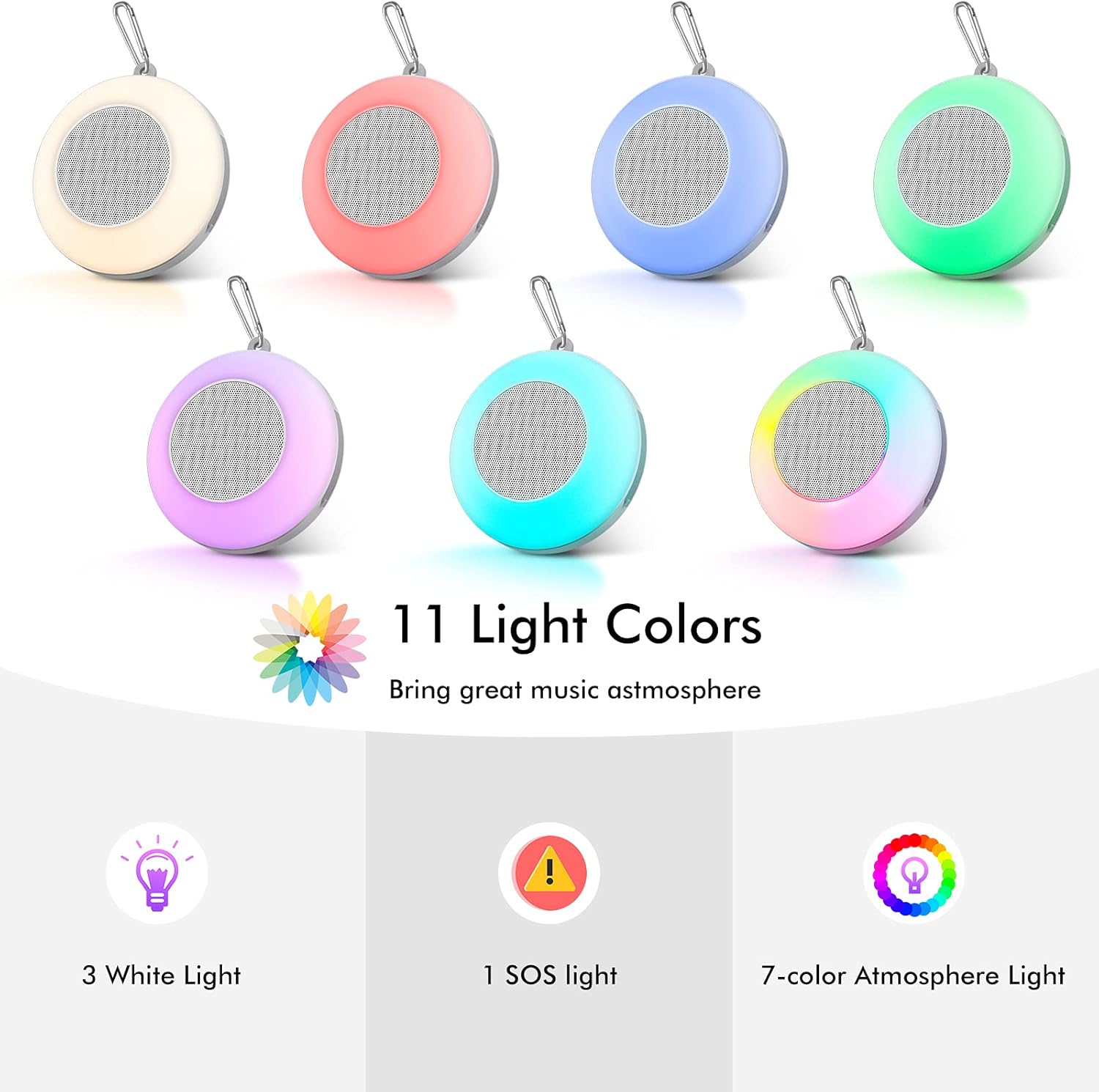 Chеареѕt 🛒 Portable Bluetooth Shower Speaker: Waterproof Speaker 10H Playtime with Clip and 11 Color Changing Night Lights, Wireless Rechargeable Speaker Perfect to Outdoor | Travel | Party | Beach | Bathroom