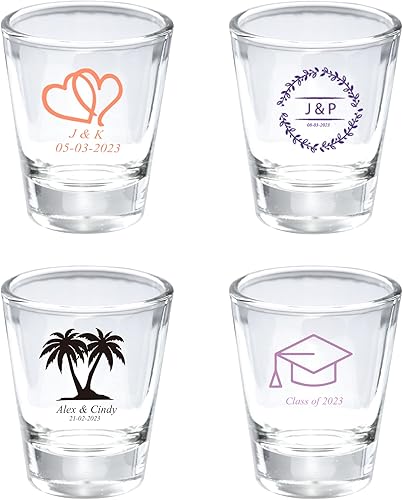DFDG 1.41 Ounces Wedding Favor Shot Glasses Personalized Glasses Bulk, Custom Shot Glasses Gifts for Men & Women on Wedding, Birthday, Anniversary