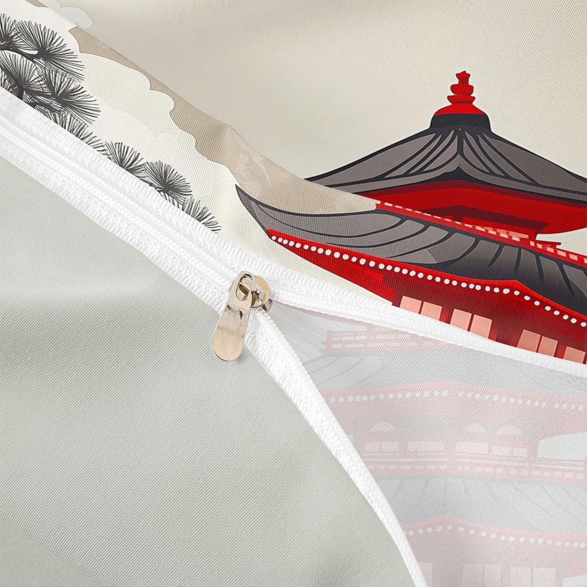 Homewish Mount Fuji King Size Pościel Japońska Wieża Poszwa Na Kołdrę Zestaw Azji Japonia Drzewo Czerwony Budynek Kołdra Poszewka Naturalny Krajobraz Zestawy łóżek