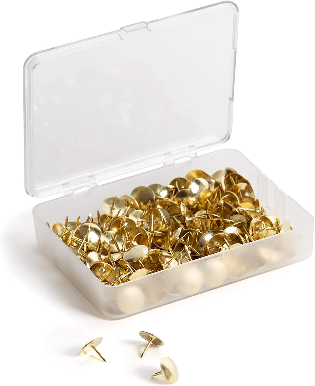U Brands Push Pins, Clear Pastic Head, Gold Steel Point, 100-Count (3087U06-24)