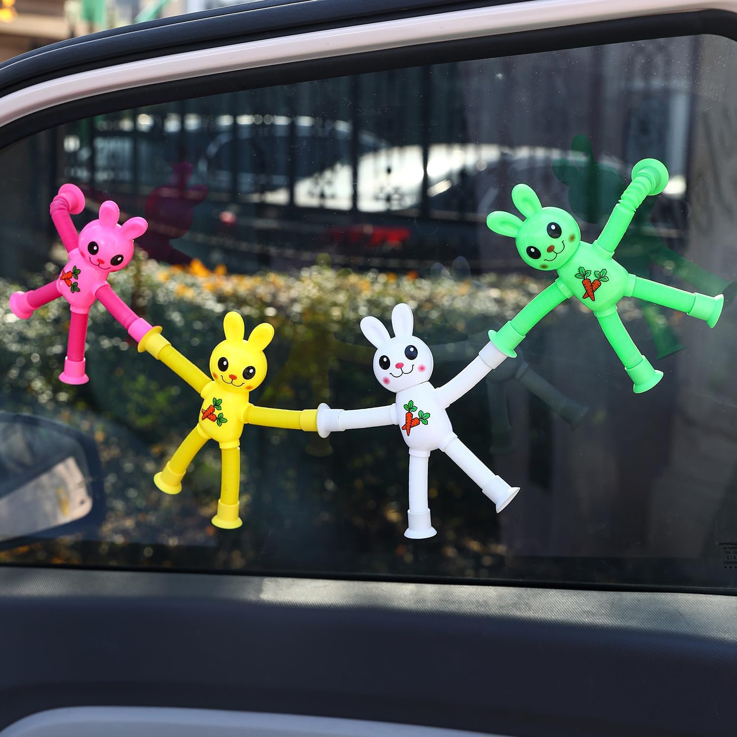 Limpskys 4Pack Telescopic Suction Cup Bunny Toy，Easter Bunny, Easter Egg fillers，Easter Basket Stuffers，Suction Cup Toys，Suction Toys