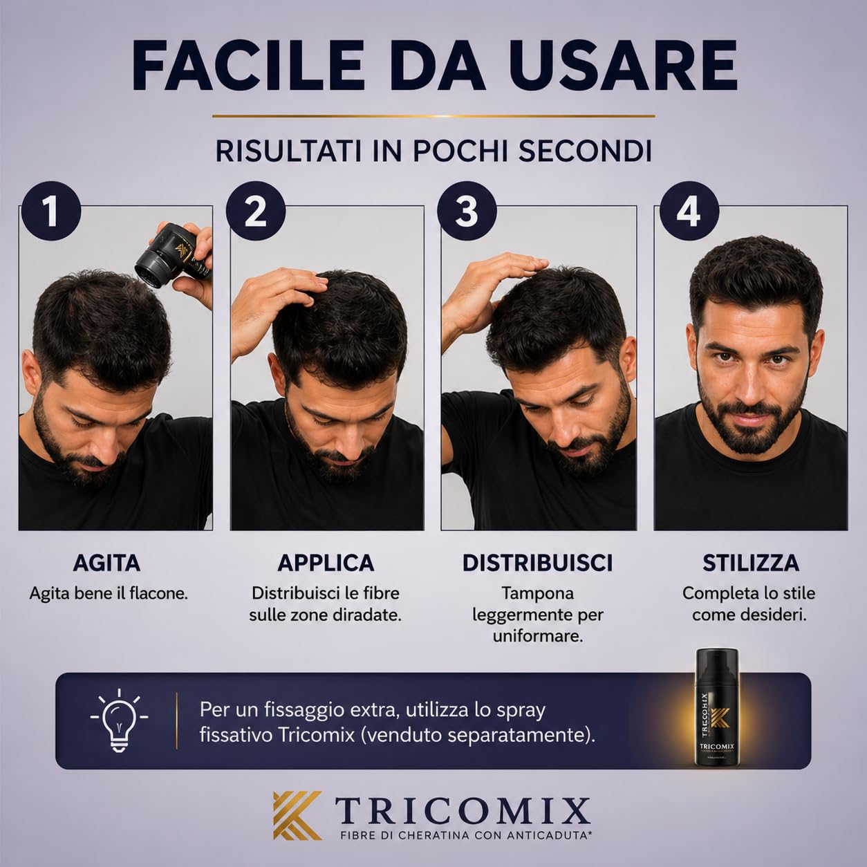 Fibre di Cheratina per Capelli 12g – Fibre Ispessenti per Capelli Diradati – Effetto Infoltimento Naturale – MEDIUM BROWN (Castano medio)
