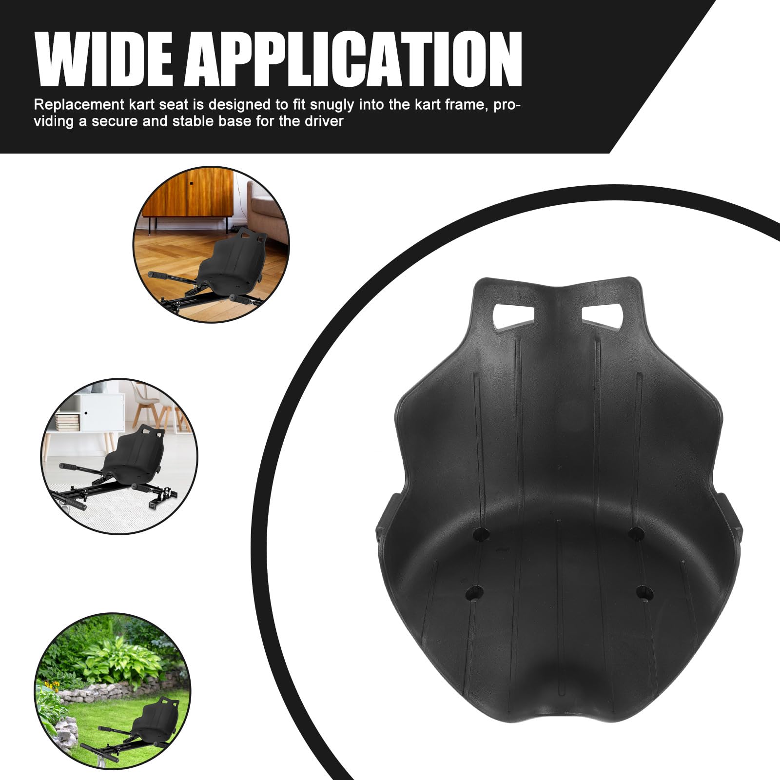 TOYANDONA Sedile Sostitutivo per Kart Autobilanciante in Pp Nero, Accessorio per Monopattino Elettrico e Go-kart, Sedile da Corsa Confortevole e Resistente, Facile Installazione per Uso