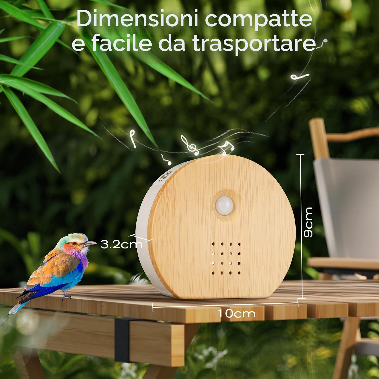 Scatola con sensore di movimento per uccelli, Scatola per cinguettio degli uccelli, Scatola per suoni naturali con varie voci di uccelli rilassanti e foreste, suoni naturali marini (wooden color)