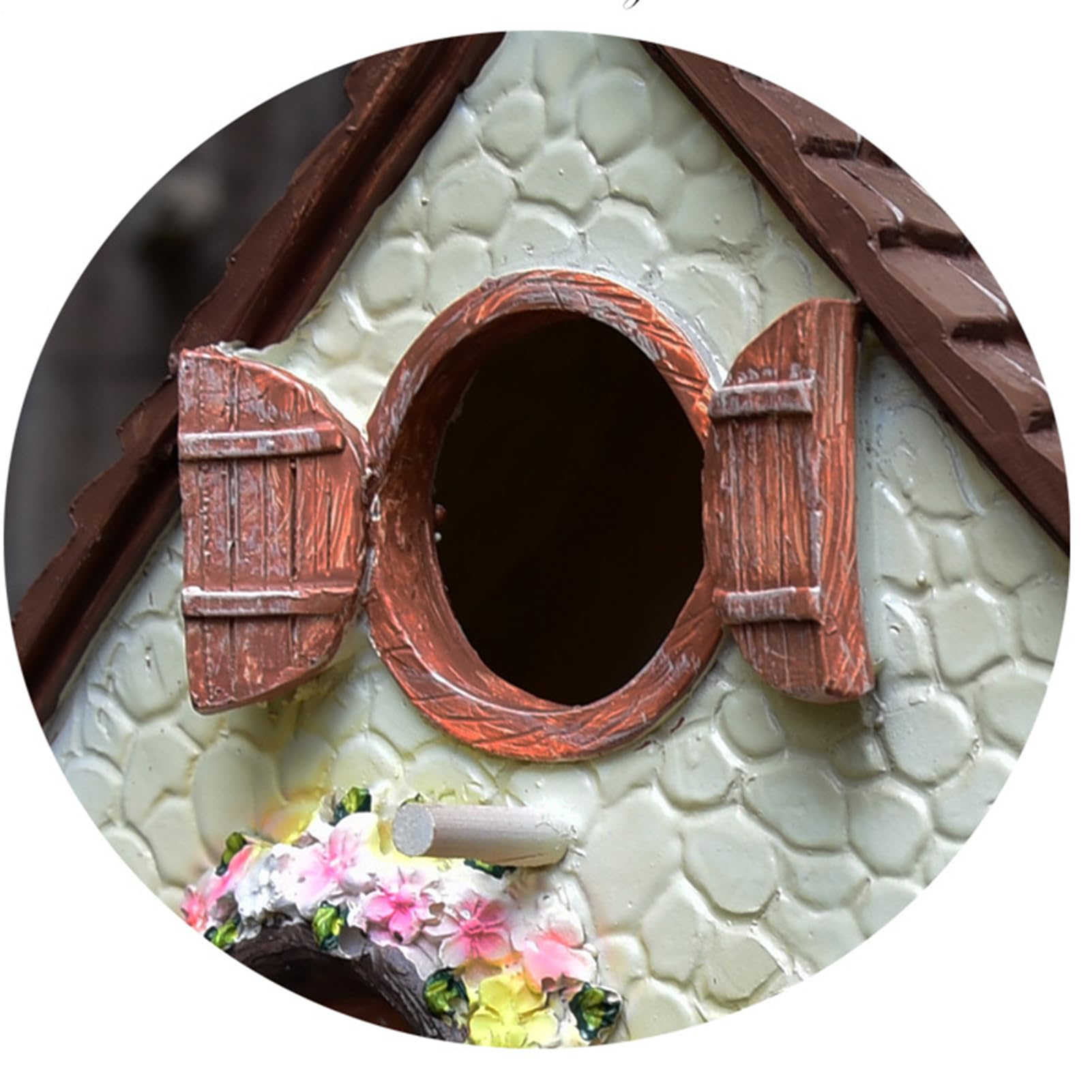 Casetta per uccelli, 21 cm, antivento, con catena, impermeabile, dipinta a mano, decorativa, per rondine, scricciolo, fringuello, albero esterno, giardino, cortile,