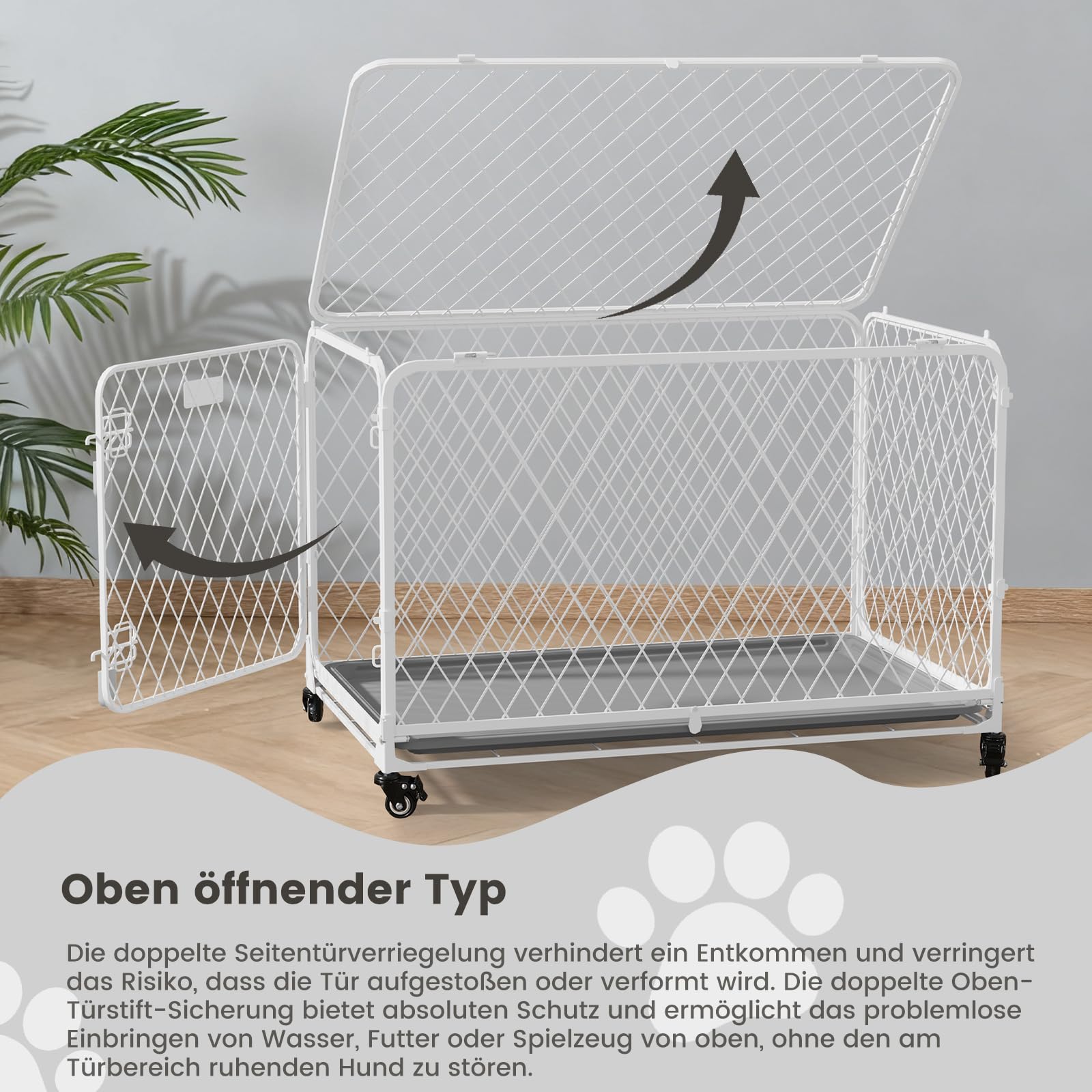 Gardner Pet Hundekäfig faltbar, Transportbox Drahtkäfig, 76x48x49 cm | Diamantgitter, Montagefrei, 4 Rollen, Ausziehbare Schale, Für kleine/mittelgroße Hunde