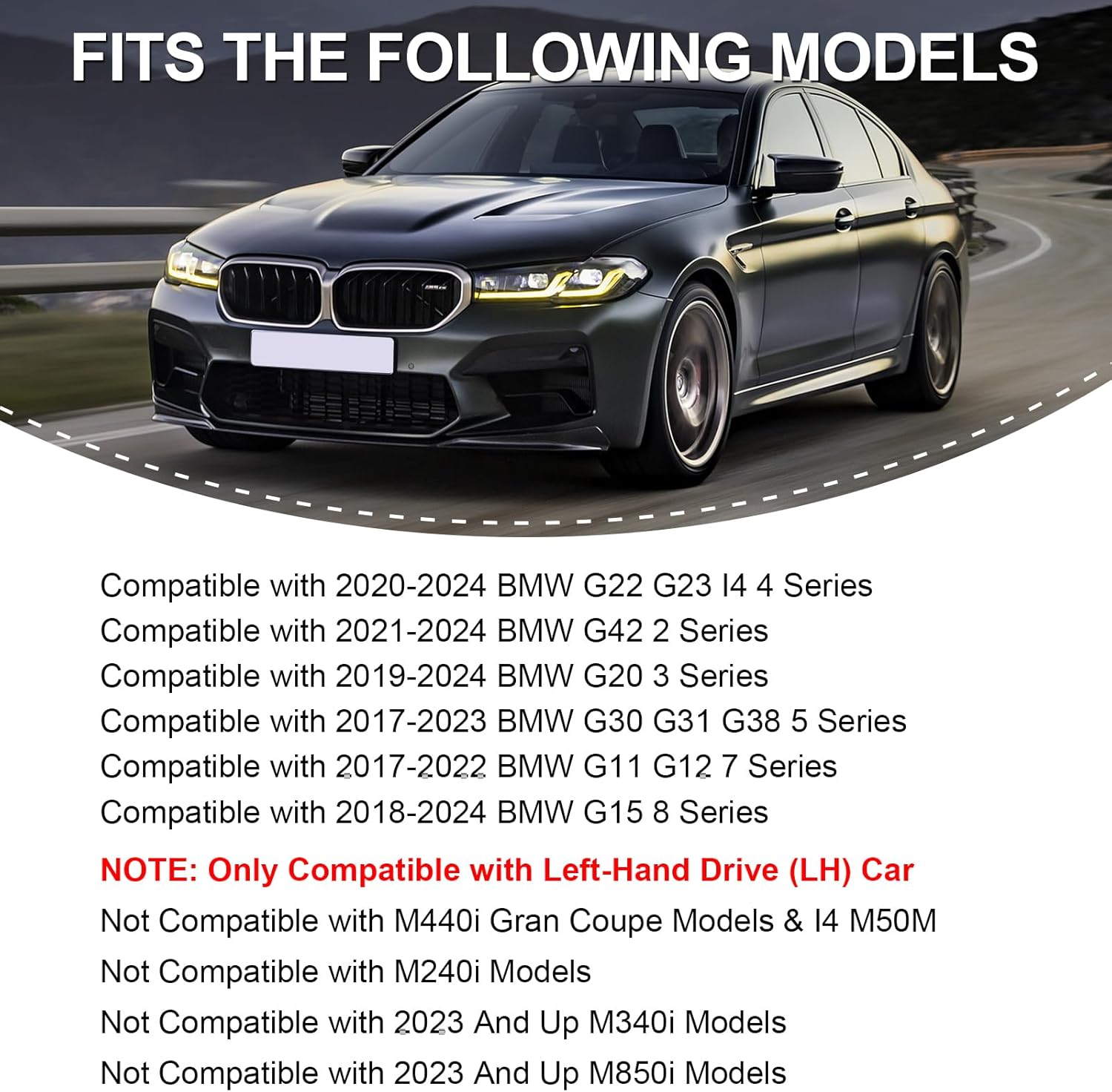 Real Carbon Fiber Side Mirror Cover Cap Compatible with BMW G11 G12 7 Series, G15 8 Series, G20 3 Series, G22 G23 I4 4 Series, G30 G31 G38 5 Series, G42 2 Series