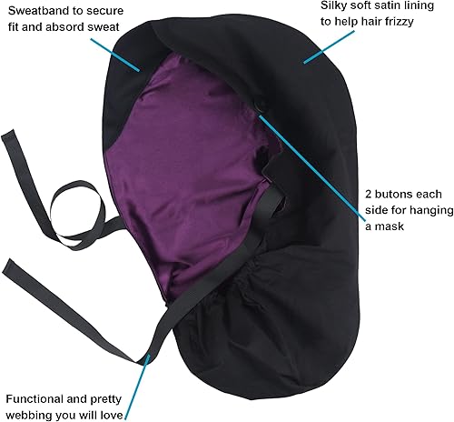 Miniatura 158 de ABAMERICA Gorras quirúrgicas para mujer, gorro de enfermera, soporte funcional para cola de caballo para cabello largo, individual o forrado