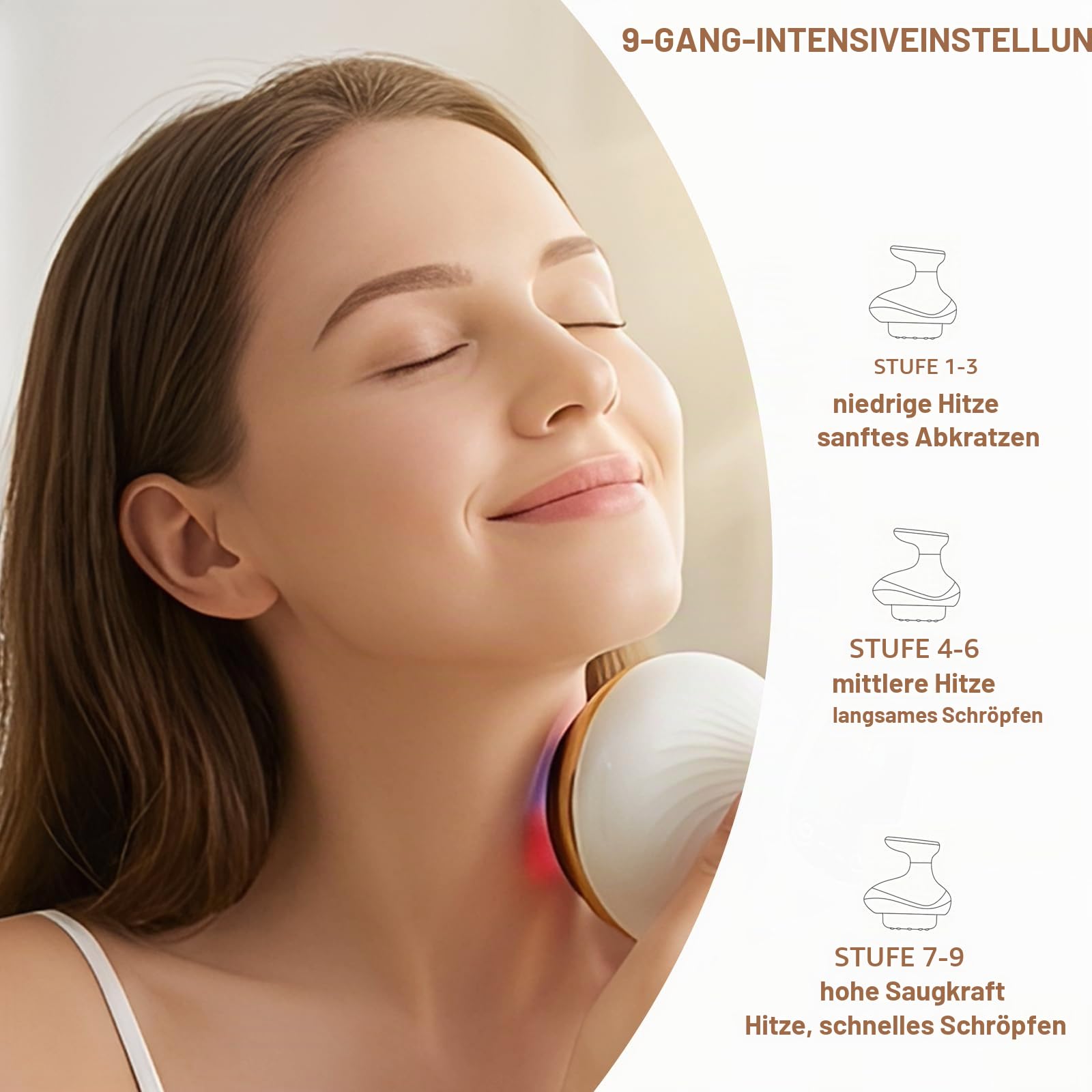 Cellulite Massagegerät, Elektrisch Schröpfgerät Gua Sha Anti Cellulite Massager, Vakuum Massagegerät mit 9 Saugstufen & Wärme für Straffung Bauch, Taille, Arme & Beine
