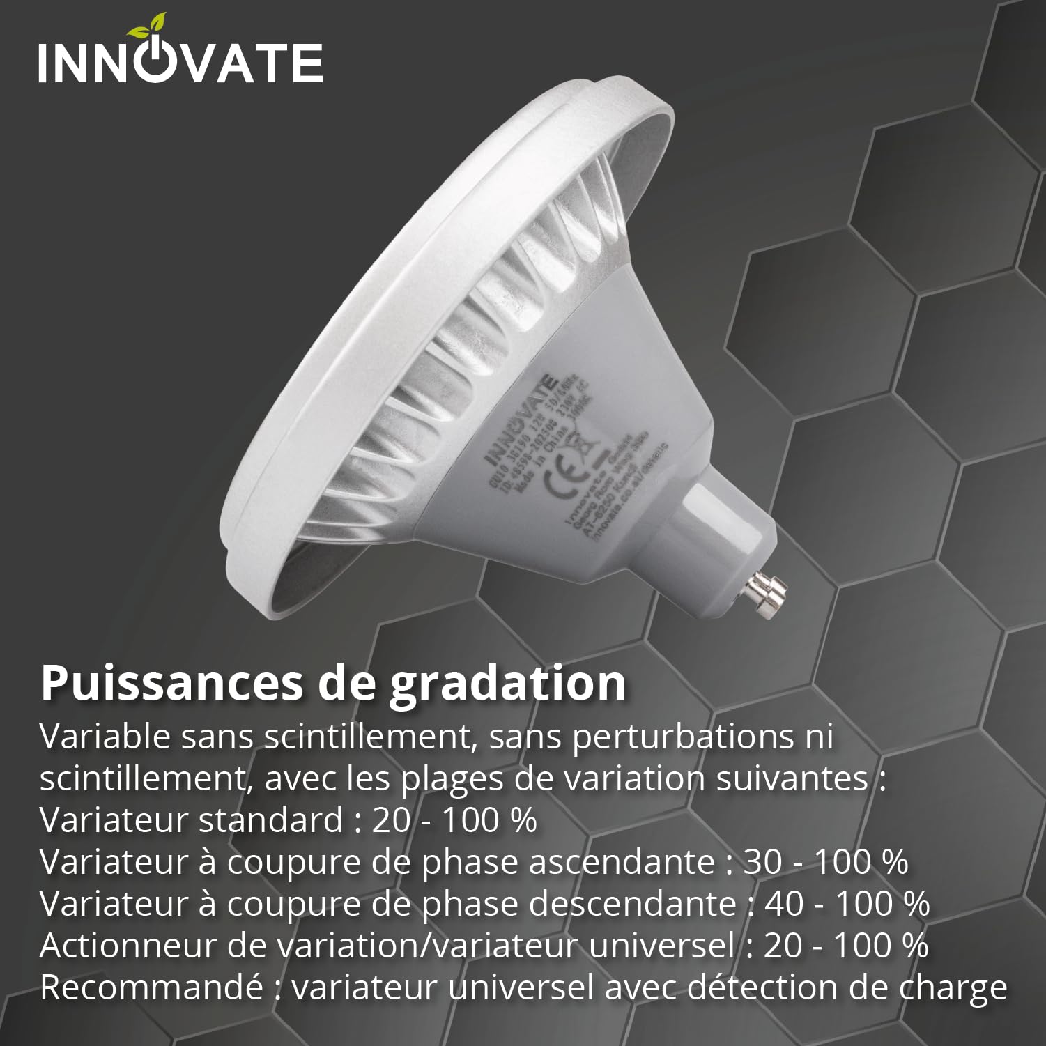 INNOVATE Spots LED d'intérieur à plafond dimmables Ampoule LED GU10