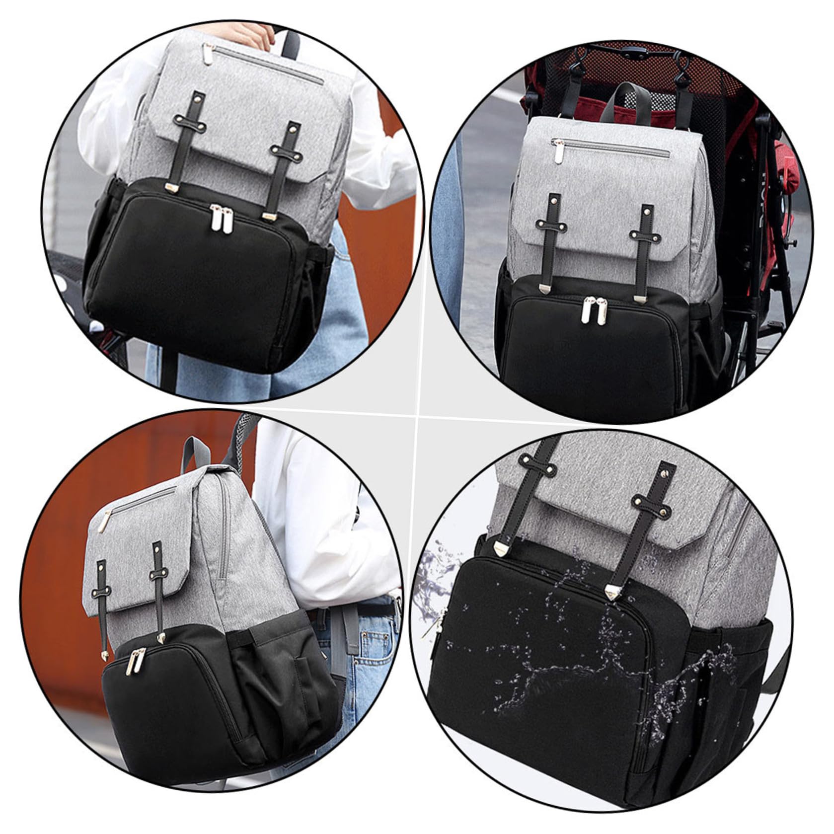 Multifunktionaler Reiserucksack Wickeltasche aus Oxford Stoff mit Großer Kapazität und Doppelter Schultertasche für Mama und Beim Reisen und Einkaufen