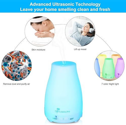 Vista 3 de Diffuserlove Diffuser 2 Pack Essential Oil Diffuser 200ML Remote Control Ultrasonic Aromatherapy Diffuser Mist Humidifiers for Bedroom Office Yoga