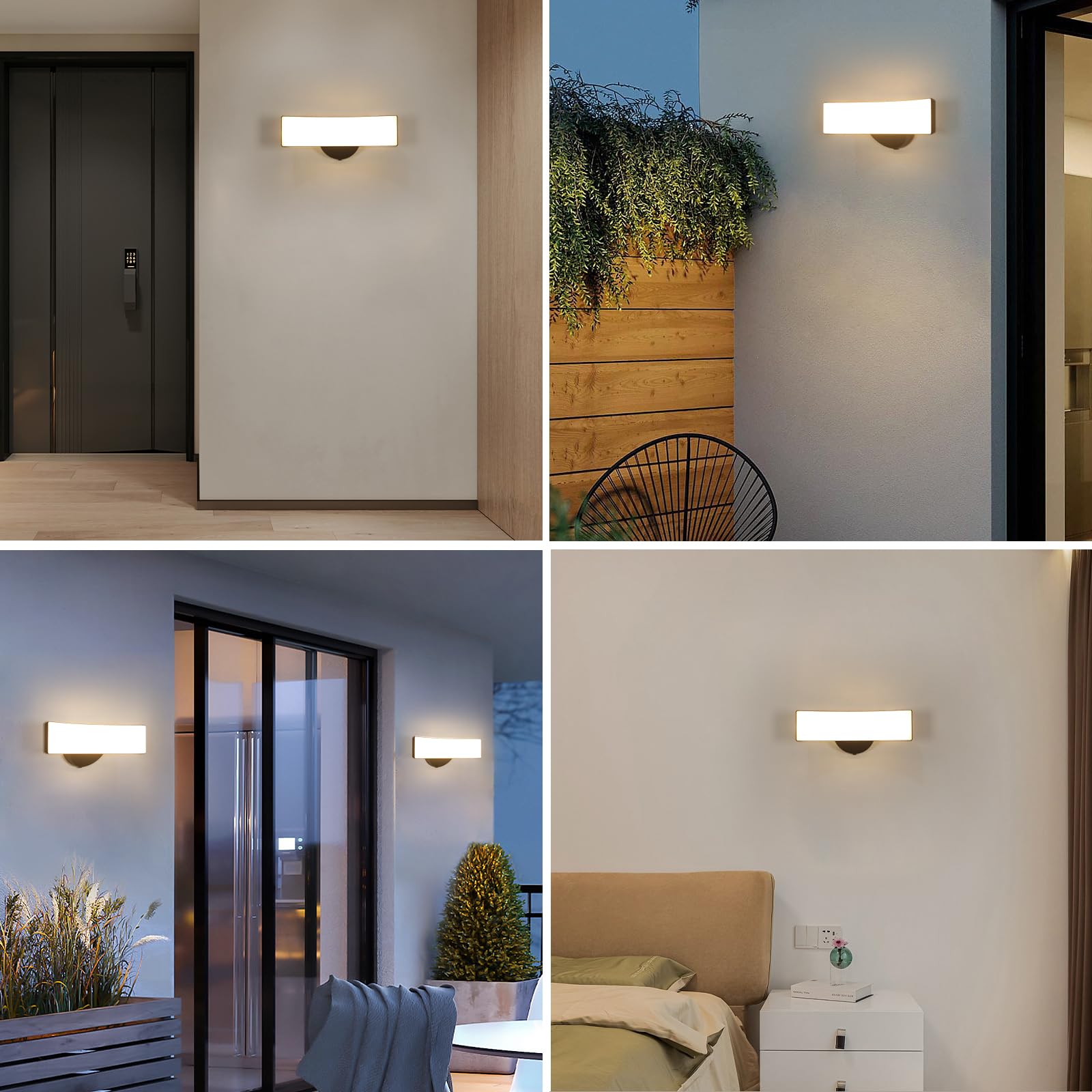 Comely lampada da parete esterna, nero, 17W, IP65, impermeabile, 3000 K, luce calda – moderna luce a LED per giardino, terrazza, ingresso, facciata, 30 x 12 x 11cm, 220V