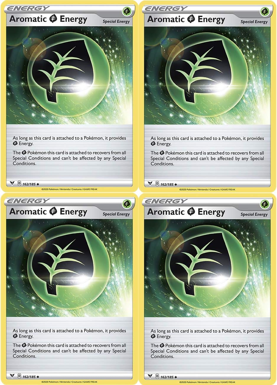 Pokemon Collectible Card Set - 4 Cards - Aromatic Energy 162/185 - Sun Moon Vivid Voltage - May Include Reverse Foil Versions