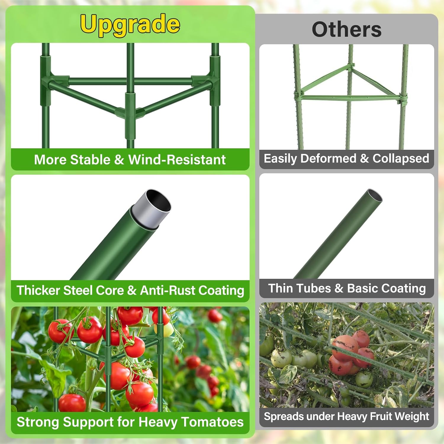 Legigo 4 Pack 57 Inch Tomato Cage for Garden, Heavy-Duty Tomato Trellis Plant Support Stakes, Adjustable Garden Trellis Plant Cage for Climbing Plants Peppers Outdoor Raised Garden Bed and Vegetables