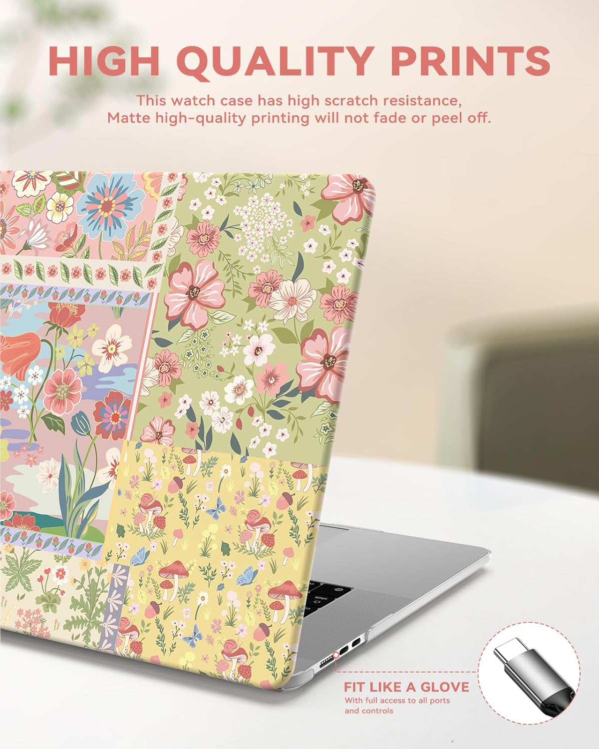 iCasso Compatible with MacBook Air 15 inch Case 2026 2025 2024 2023 Release M4 A3241 M3 A3114 M2 A2941, Slim Anti-Scratch Protective Plastic Hard Shell Case+Keyboard Cover for Mac Air 15,Pink Floral - Image 6